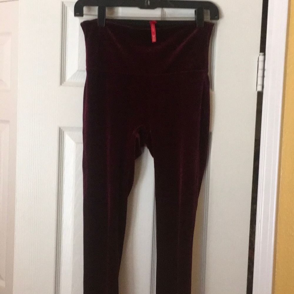 Spanx brand velvet burgandy leggings M
